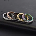 Stainless Steel Spinner Fidget Rings Cubic Zirconia Relieving Anxiety